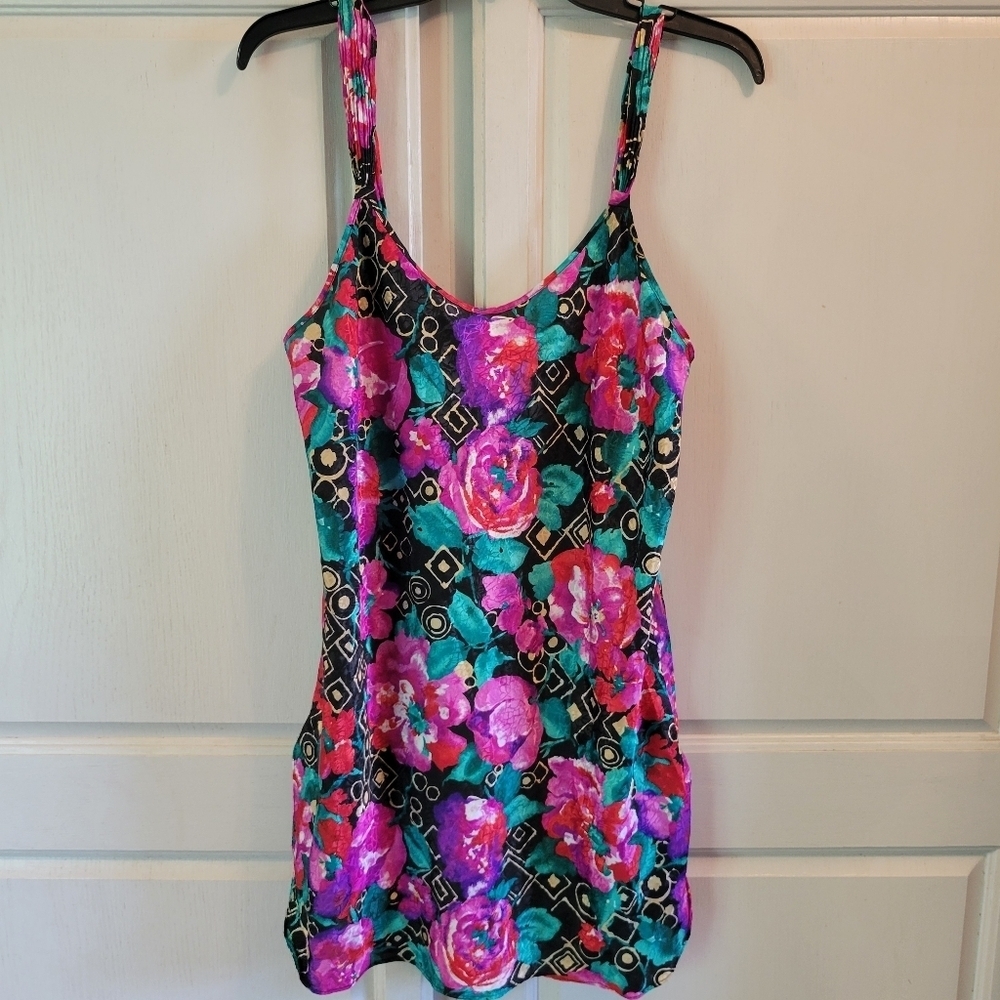 Vintage Inner Most Floral Silky Slip Dress Mini Dress